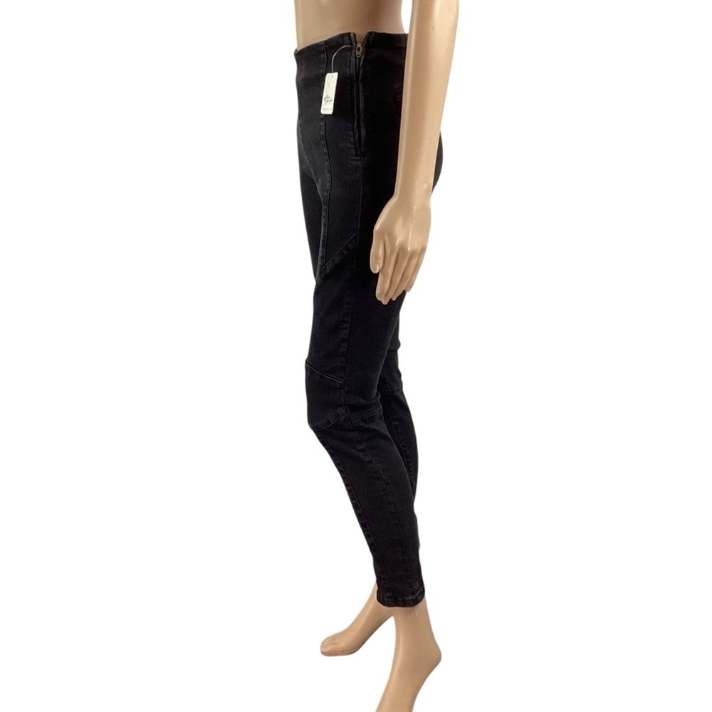 Free People We The Free Bella Moto Mid Rise Skinny Jeans Black 26 - Picture 4 of 8